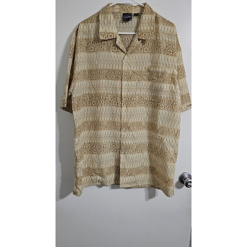 South Pole Mens Authentic Collection Shirt Large Short Sleeve Button-UpShirt Y2K